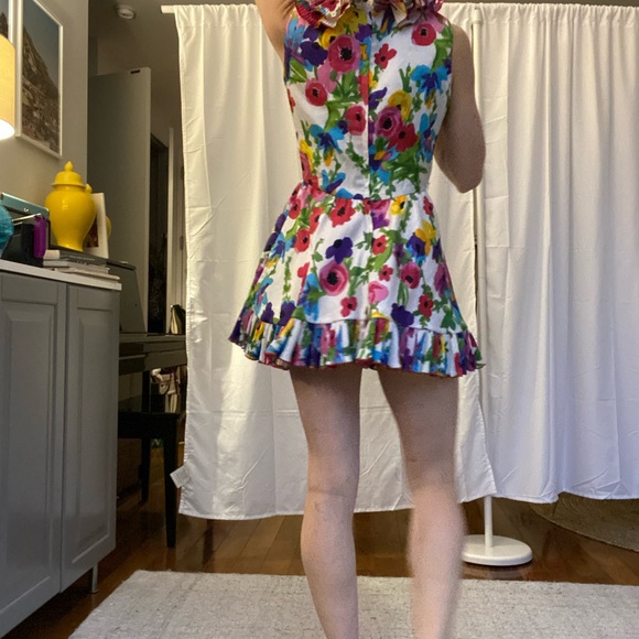 Vintage floral mini dress with ruffle trim - so cute! - Picture 4 of 6